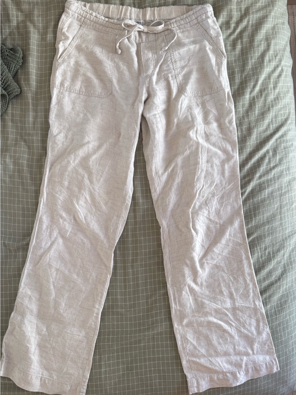 Undyed, low rise, 100% Linen Drawstring Pants